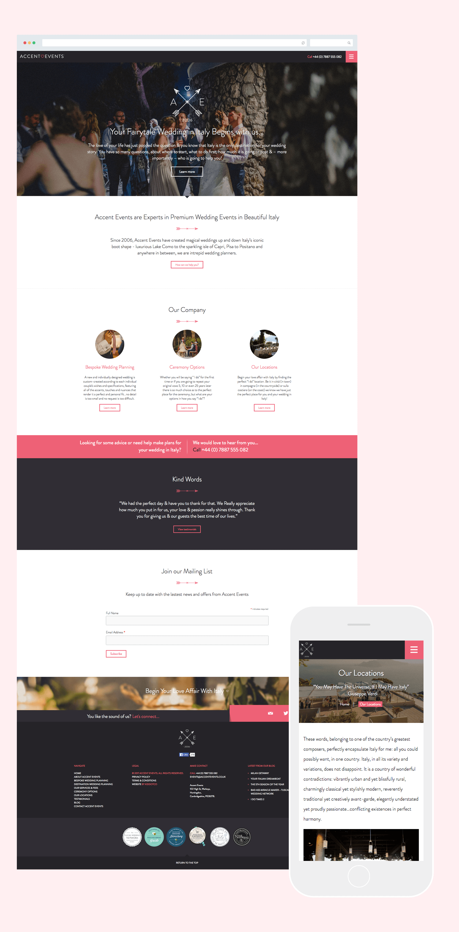 Accent Events website design